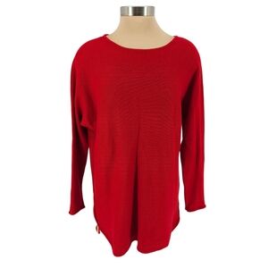 Michael Kors Sweater Holiday Red Long Sleeve Side Zip Pullover Knit XL